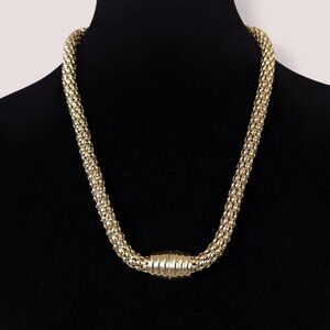 (2/$20) V. Bumpy Hollow Mesh Chain Magnetic Clasp Necklace